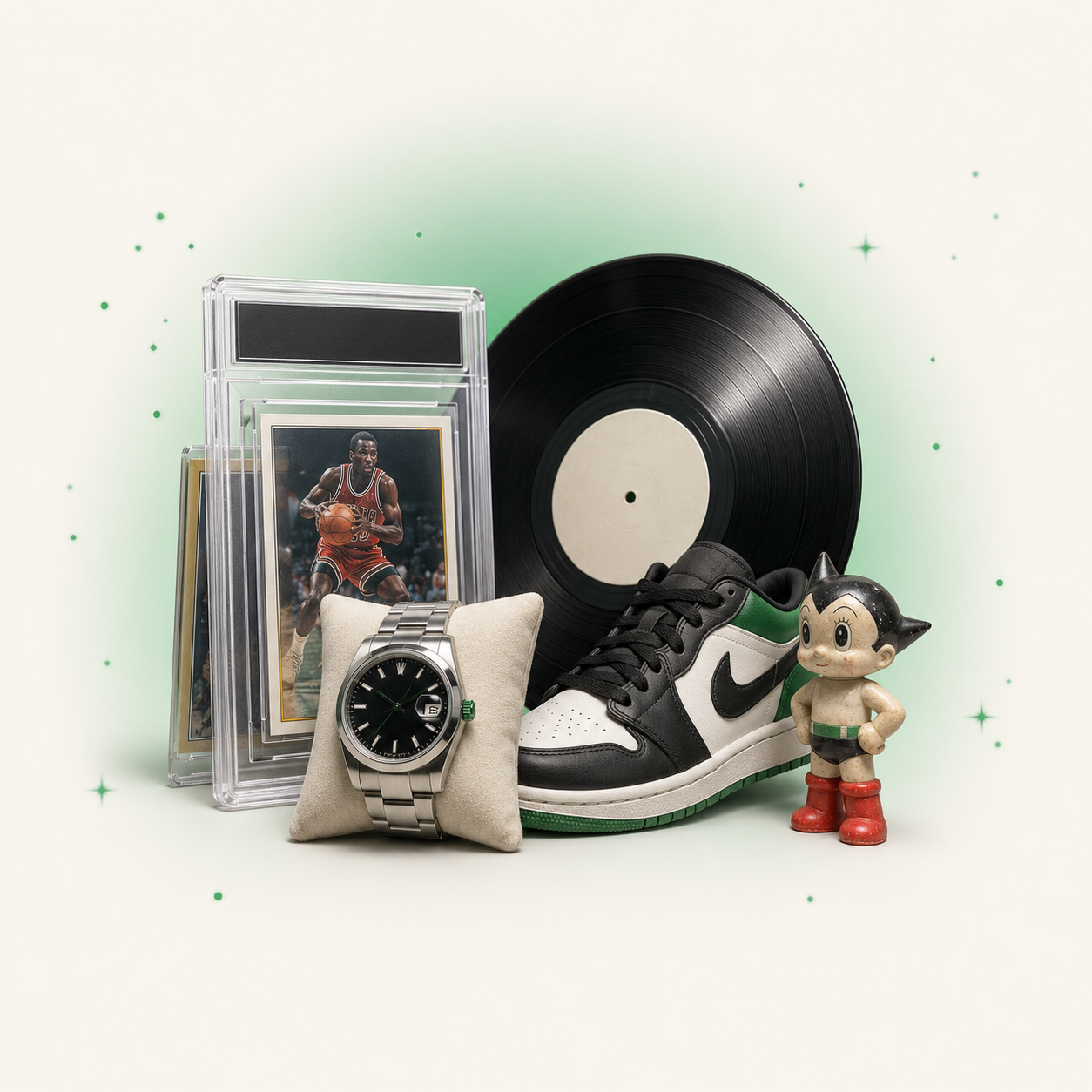 Graded trading cards, sneaker, luxury watch and vinyl record — the Collectables deal feed